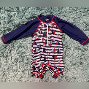 Nautical Adventure Kids Rashguard - Blue and Red